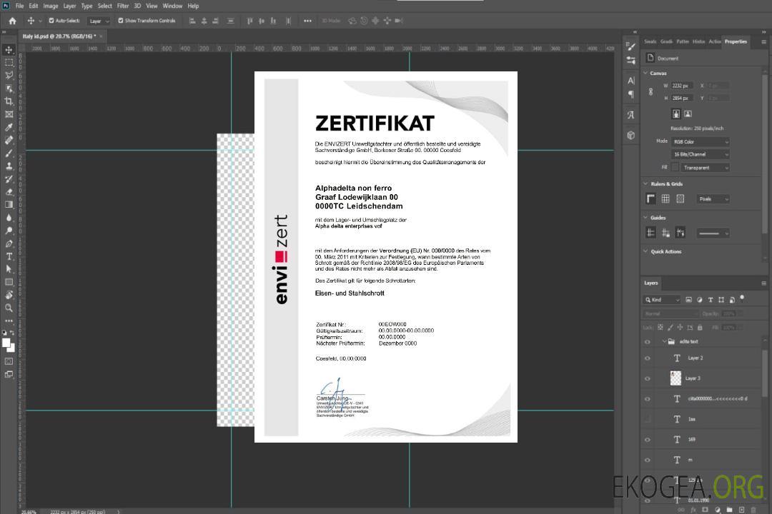 Allemagne Envizert GmbH zertifikat certificat template Allemagne Envizert GmbH zertifikat certificat template